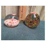 2-- ART GLASS PAPERWEIGHTS