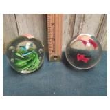 2-- ART GLASS PAPERWEIGHTS