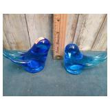 TITAN ART GLASS BLUEBIRDS ARTIST SIGNED 1986 & "90