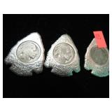 3-- SOUVENIR METAL ARROW HEADS W/ BUFFALO NICKELS
