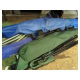 4-- FOLDING CHAIRS & BEACH UMBRELLA