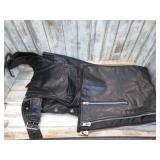 LEATHER BIKER CHAPS -- 34