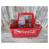 COCA COLA CARRIER & ASSORTED BOTTLES