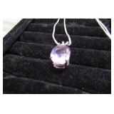 18" STERLING SULVER W/ AMETHYST STONE -- 7.7 gms