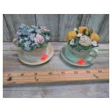 2-- SMALL TEA CUP FIGURINES
