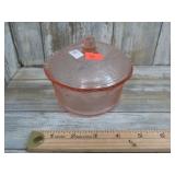 PINK GLASS BOWL W/ LID