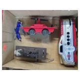 MARX MODEL TRAIN HAND CARS & TIN ENGINE