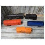 MARX WIND-UP MODEL TRAIN ENGINE & CAR -- WORKS