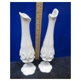 PAIR-- MILK GLASS VASES