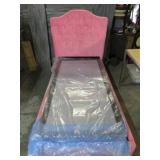 PINK PADDED TWIN BED FRAME W/ BOX SPRING