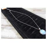 STERLING SILVER NECKLACE W/ CHALCEDONY STONE -6.4g