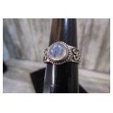 STERLING SILVER RING W/ LABADORITE STONE -- 4.8gms