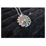 STERLING SILVER 18" CHAIN W/ TIGER EYE PENDANT