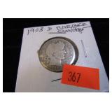 1908-D BARBER QUARTER