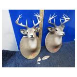 PAIR-- PLASTER DEER HEADS --SOME DAMAGE