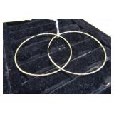 STERLING SILVER 2 1/8" HOOP EARRINGS -- 2.7gms