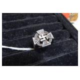 SILVER ? GERMAN IRON CROSS / SWASTIKA RING -8.2gms