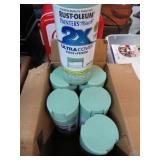 6 CANS-- RUST-OLEUM SATIN GREEN SPRAY PAINT