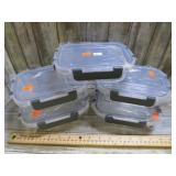 NEW-- GLASS FOOD STORAGE CONTAINERS & LIDS