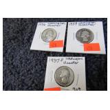 1936, 1937-P & 1939 WASHINGTON QUARTERS