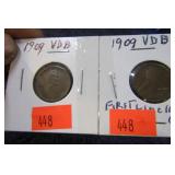 2-- 1909 VDB LINCOLN CENTS