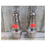 PAIR-- STERLING SILVER & GLASS S&P SHAKERS