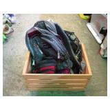 WOOD CRATE WITH 2 BACKPACKS