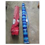 BEACH UMBRELLA AND FOLDING CHAIR