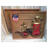 METAL ANTIQUE FIRE TRUCK WALL DECOR