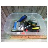TUB LOT OF MISC TOOLS AND HARDWARE