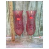 RUBY CUT TO CLEAR CANDLE HOLDERS