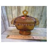 AMBER GLASS COMPOTE