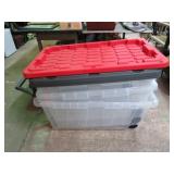 3- WHEELED STORAGE TUBS- 2- 160 QRT, 1- 40 GALLON
