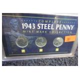 1943 STEEL PENNY MINT MARK SET