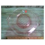 PINK DEPRESSION GLASS CAKE PLATE