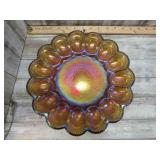IREDESCENT GLASS DEVILED EGG DISH / TRAY