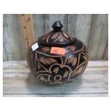 CARVED WOODEN JAR