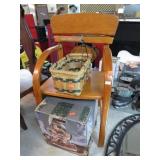 BASKET, SANTA SNOW GLOBE & CHILD