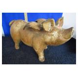 LARGE CAST IRON FLYING PIG COIN BANK