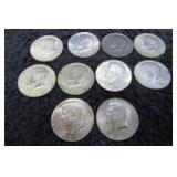 10-- 40% SILVER US 1/2 DOLLAR COINS