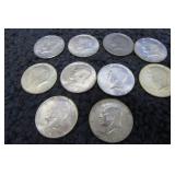 10-- 40% SILVER US 1/2 DOLLAR COINS
