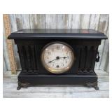 ANTIQUE MANTLE CLOCK w/ KEY -- MISSING BACK -