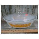 ORANGE FLOWER DISH W/ LID