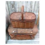 2-- VINTAGE SPLIT OAK PICNIC BASKETS