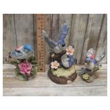 PORCELAIN BLUEJAY BIRD FIGURINES