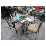 GLASSTOP DINING ROOM TABLE & 4 CHAIRS