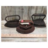 3-- VINTAGE CAST IRON FLAT IRONS