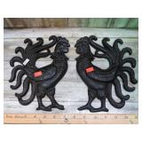 2--CAST IRON ROOSTER WALL ACCENTS