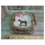 PORCELAIN HORSE ASHTRAYS & HOLDER