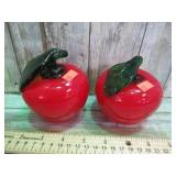 PAIR-- BLOWN ART GLASS APPLES
